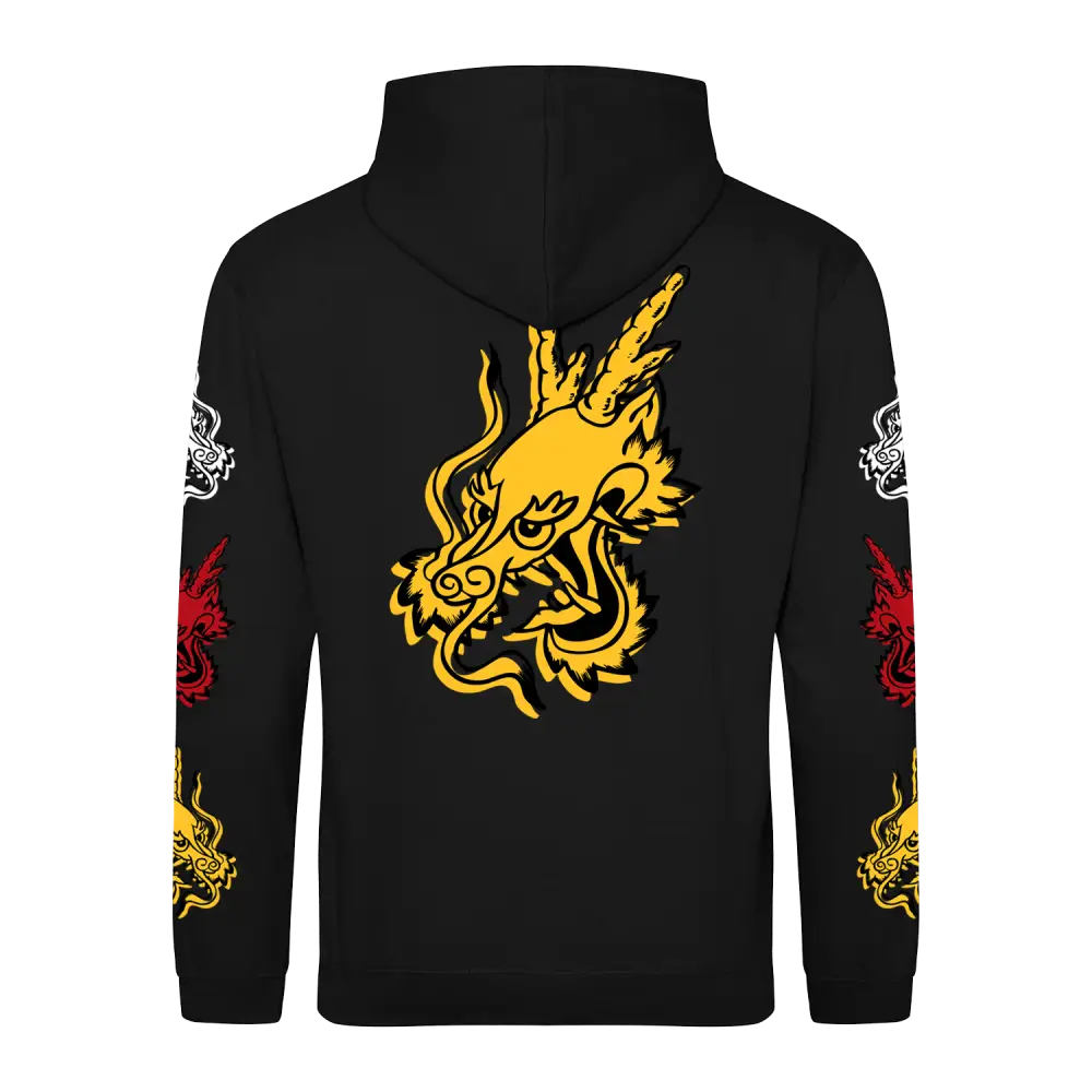 Black hoodie featuring dragon designs for Bruce Lee 85th Anniversary celebration