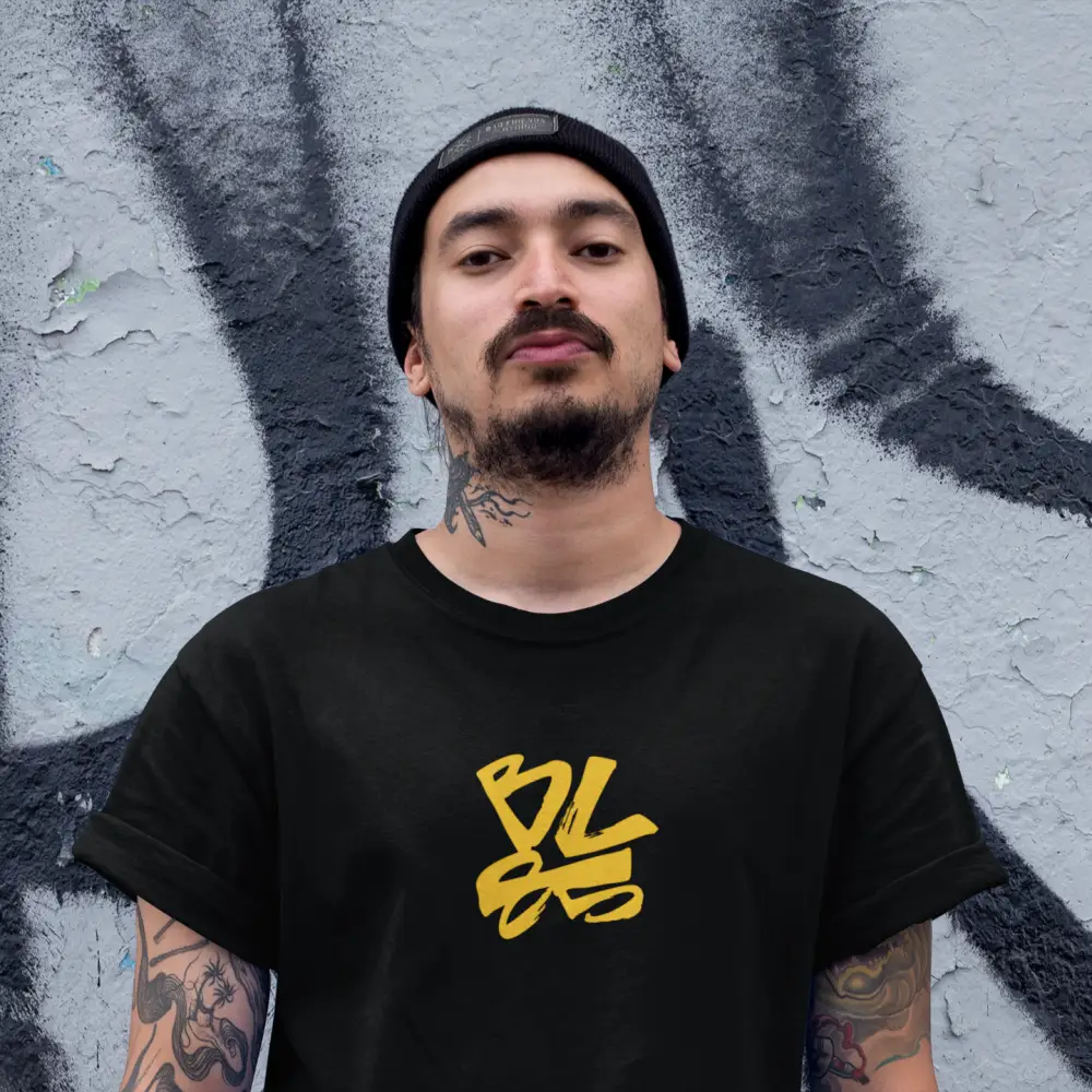 Black Bruce Lee 85th Anniversary Dragon T-Shirt featuring a yellow graphic design