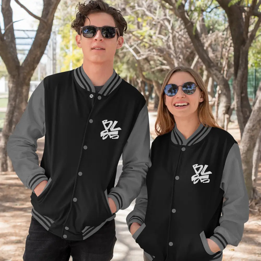 Bruce Lee 85th Anniversary Dragon Varsity Jacket in Black and Grey for stylish matching