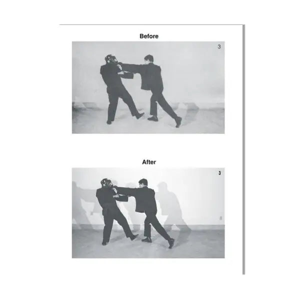 Two-panel instructional self-defense sequence from Bruce Lee’s Fighting Method book