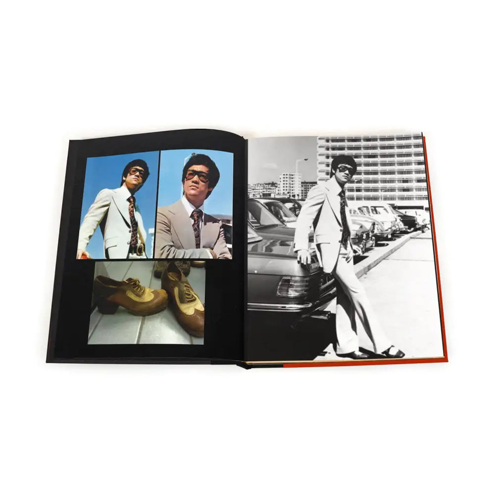 Open photo album in In My Own Process: Limited Edition showcasing Bruce Lee’s martial arts