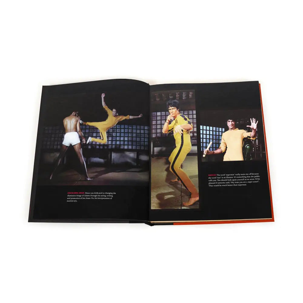 Open book showcasing Bruce Lee’s life and philosophy in martial arts, Limited Edition