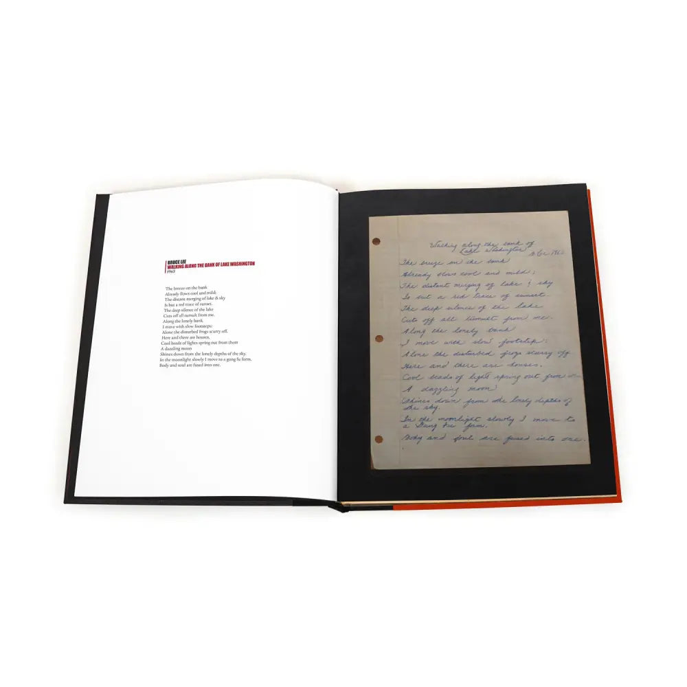 Open book with handwritten manuscript from Bruce Lee’s In My Own Process limited edition