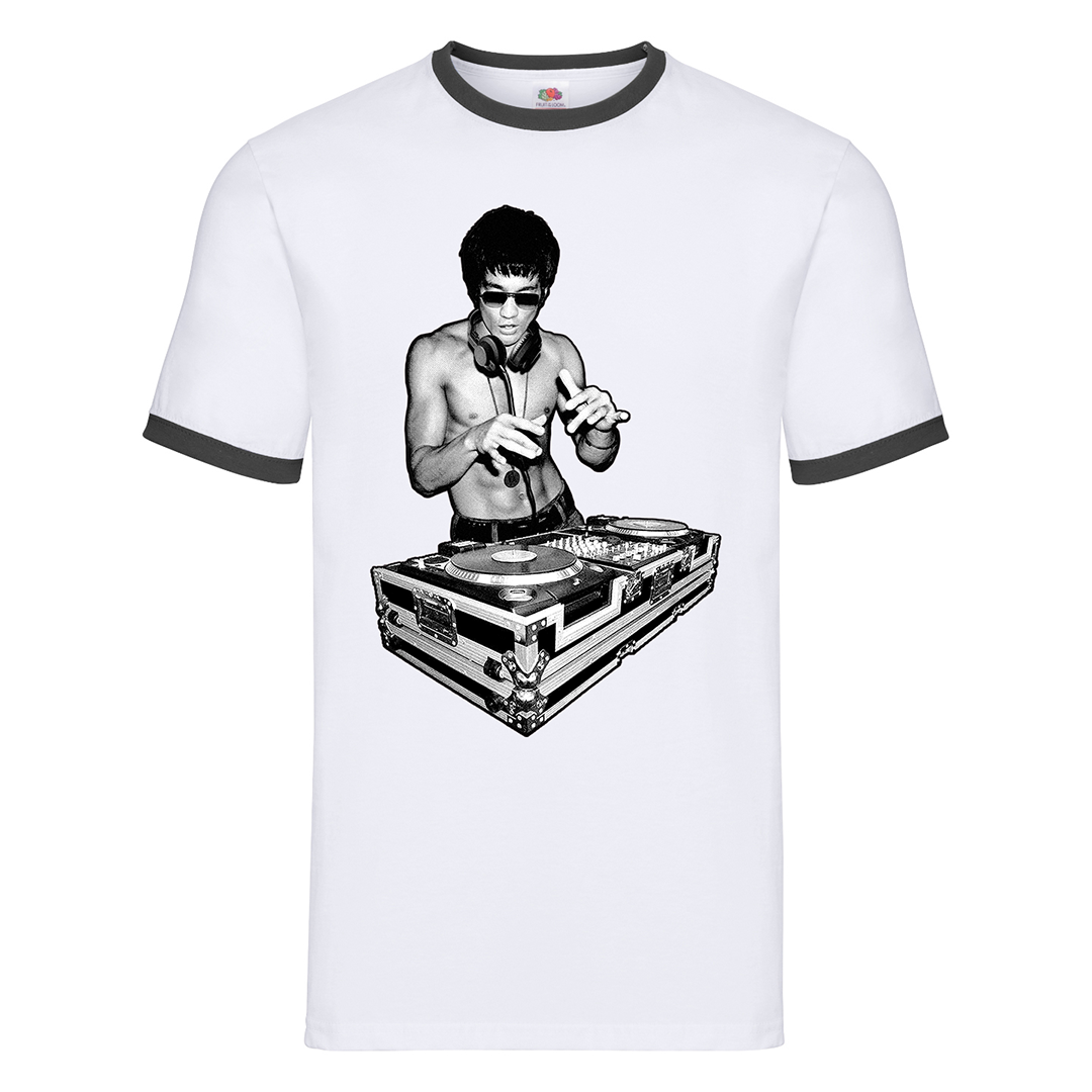 DJ Bruce Outline Ringer T-Shirt - White