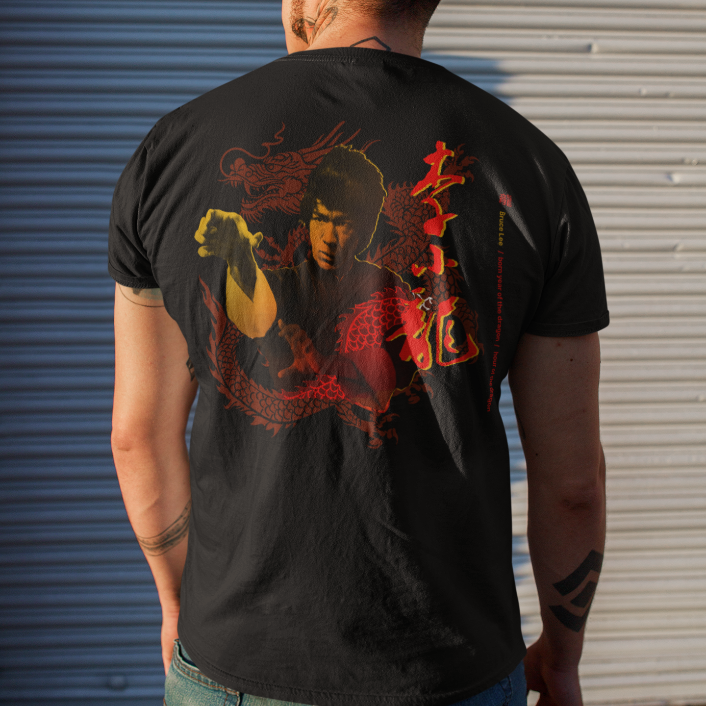 Black Year Of The Dragon T-Shirt in organic cotton with colorful dragon design