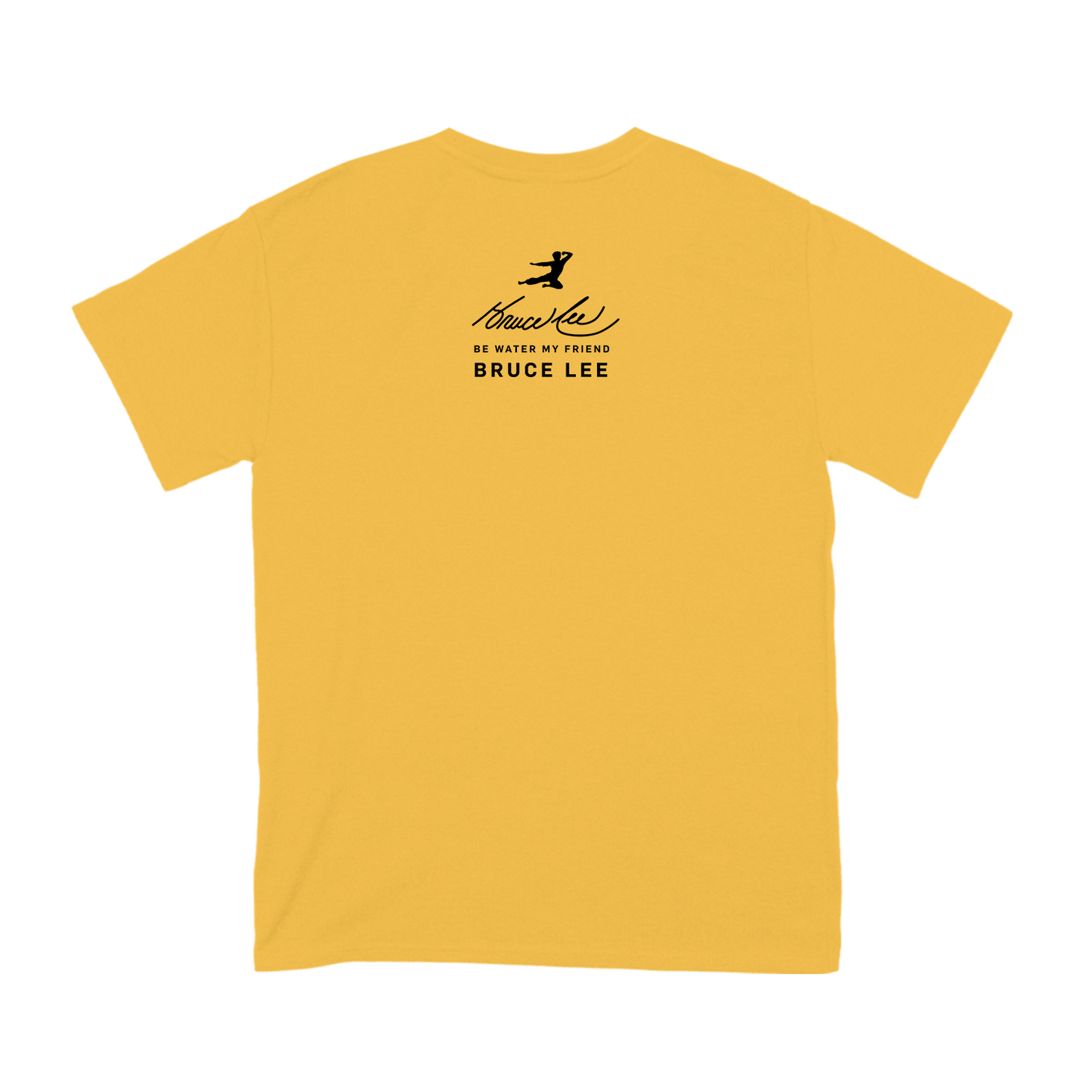 Yellow Black Brushstroke T-Shirt featuring Bruce Lee logo and silhouette design