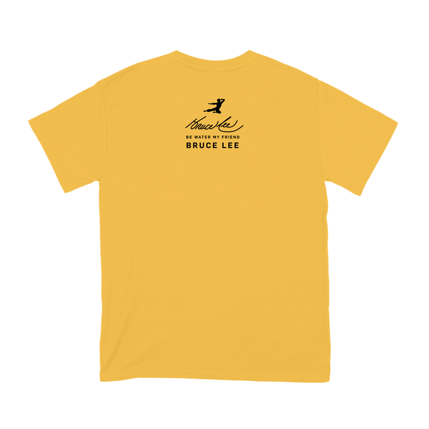 Yellow Black Brushstroke T-Shirt featuring Bruce Lee logo and silhouette design