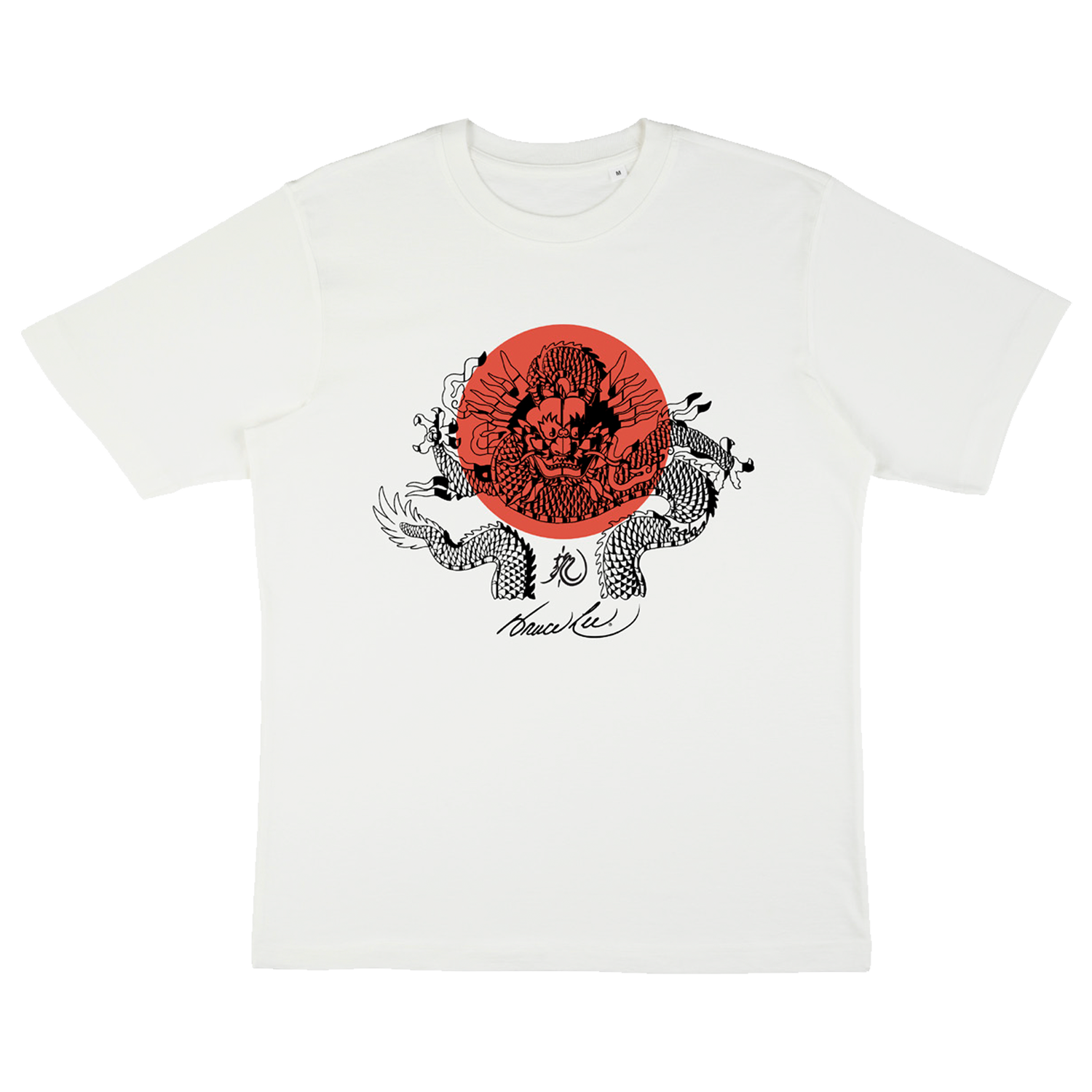 White Loong Dragon Sun T-Shirt featuring a red dragon design and Japanese artwork