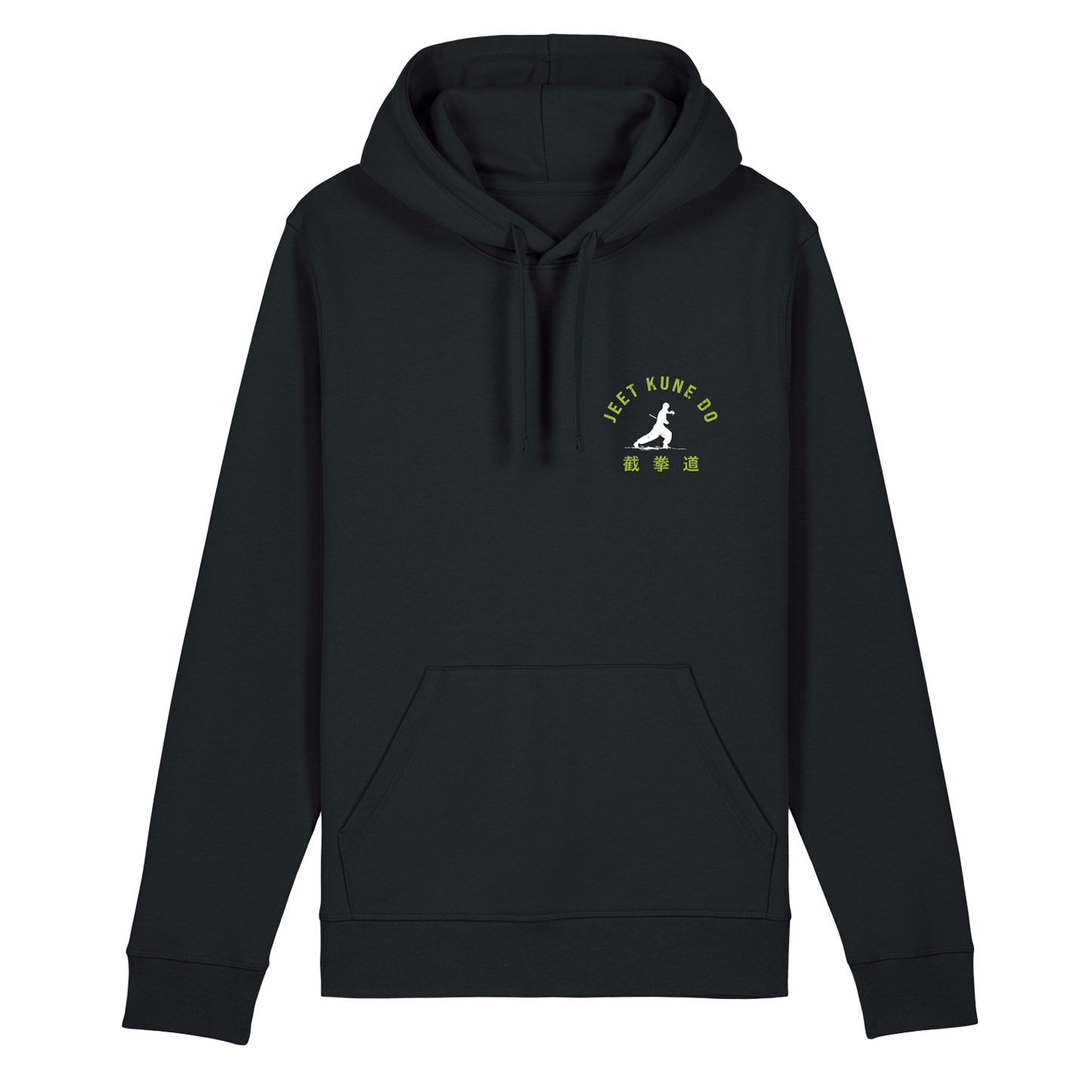 Black Bruce Lee Jeet Kune Do Hoodie with small green logo on chest