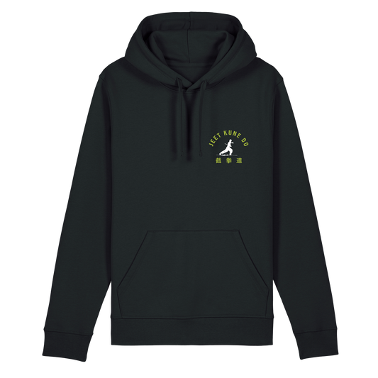 Black Bruce Lee Jeet Kune Do Hoodie with small green logo on chest