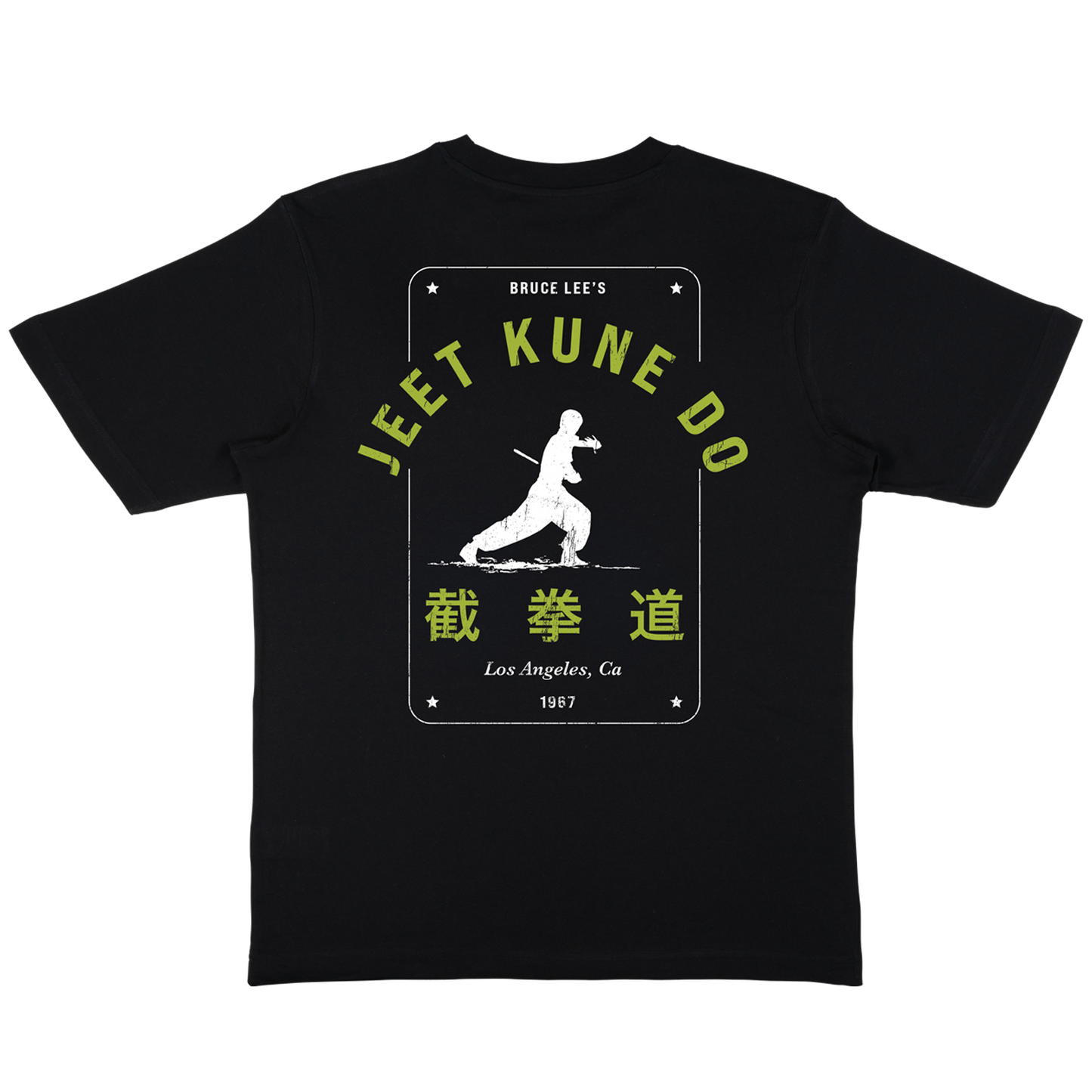 Black Bruce Lee Jeet Kune Do T-Shirt featuring martial arts design on the back