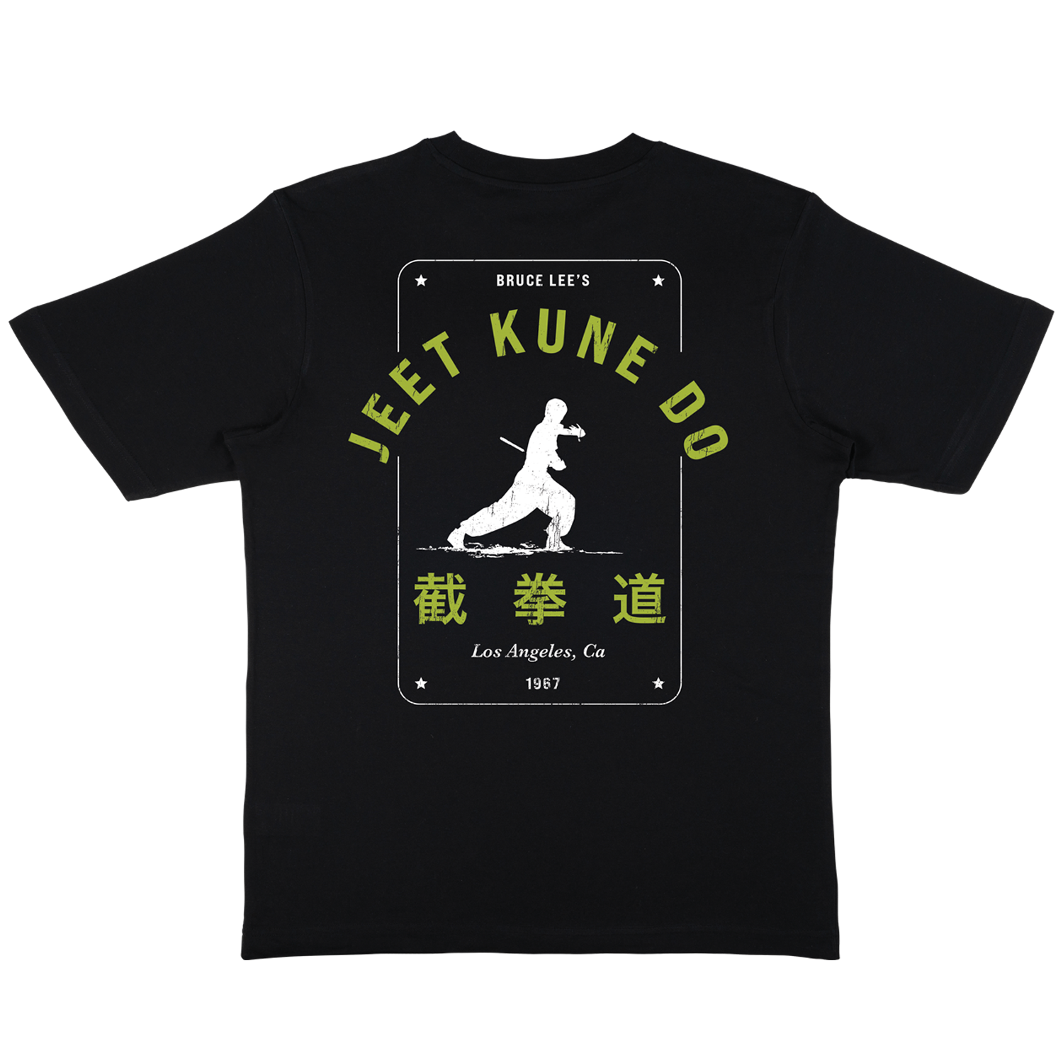 Black Bruce Lee Jeet Kune Do T-Shirt featuring martial arts design on the back