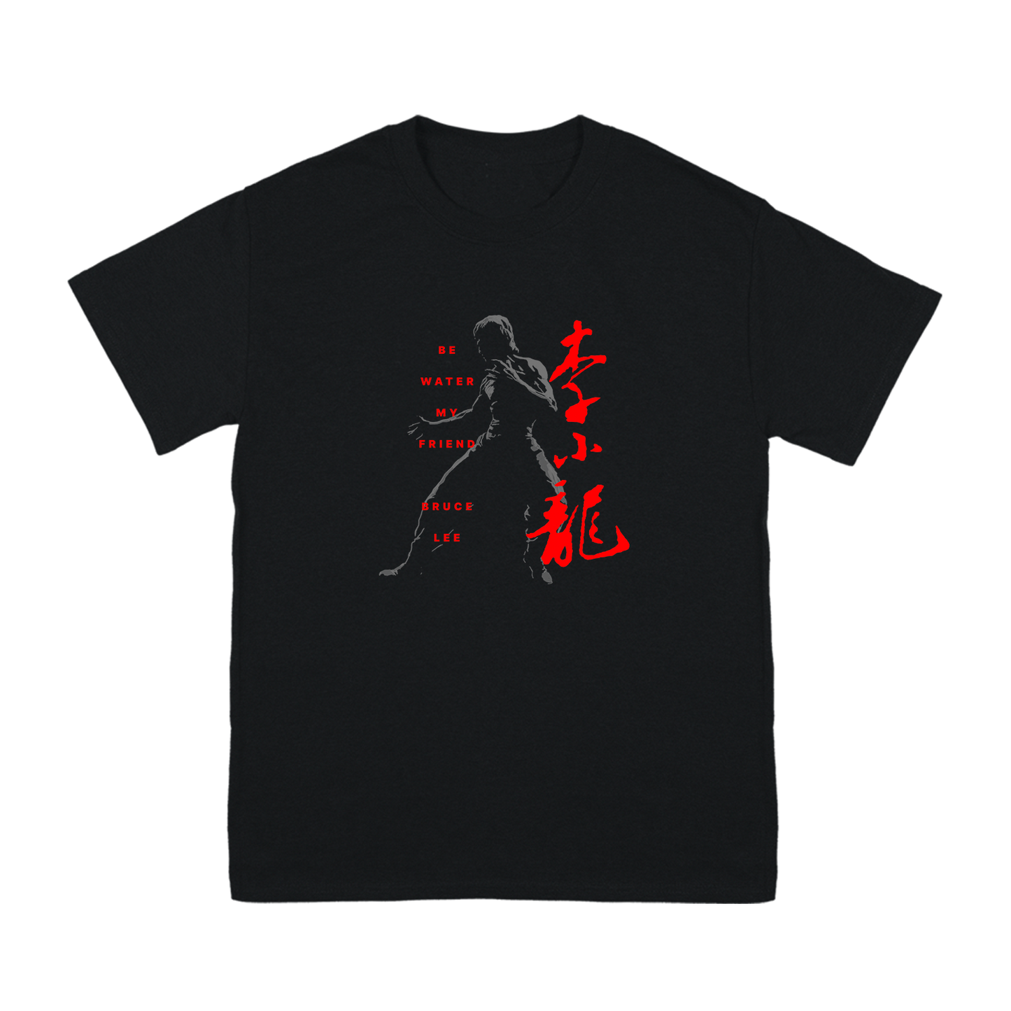 Black organic cotton Little Dragon T-Shirt featuring red and gray Asian-inspired design