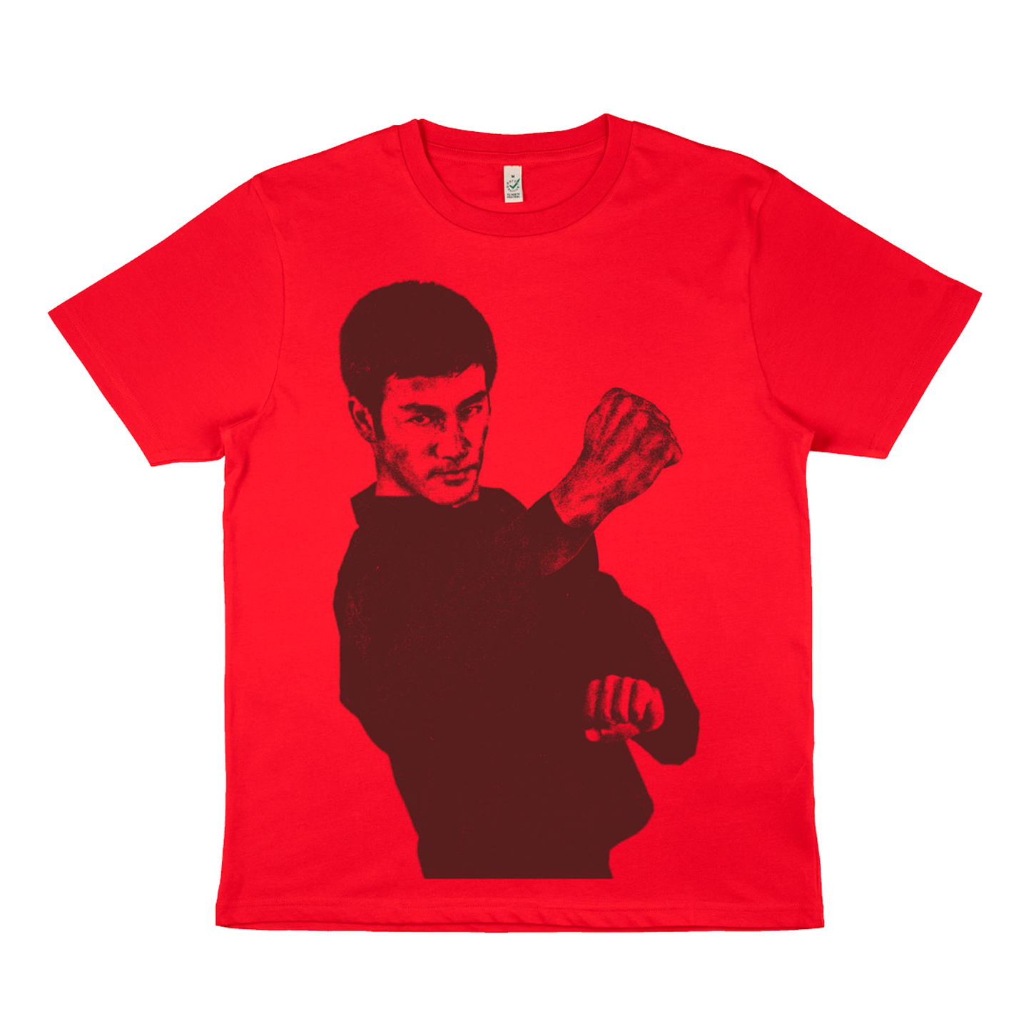 Red Bruce Lee Successful Warrior T-Shirt with dark silhouette in martial arts pose