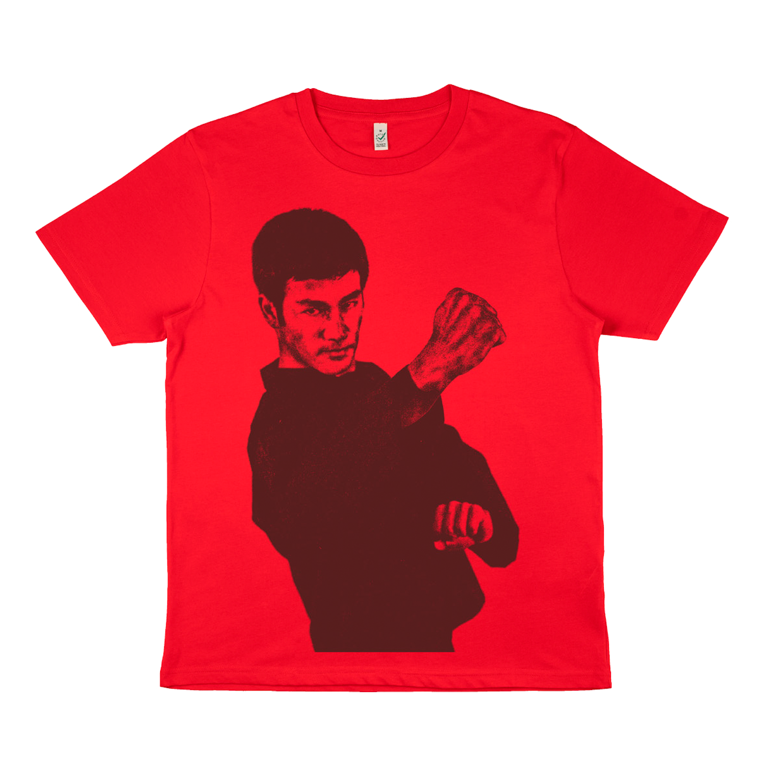 Red Bruce Lee Successful Warrior T-Shirt with dark silhouette in martial arts pose