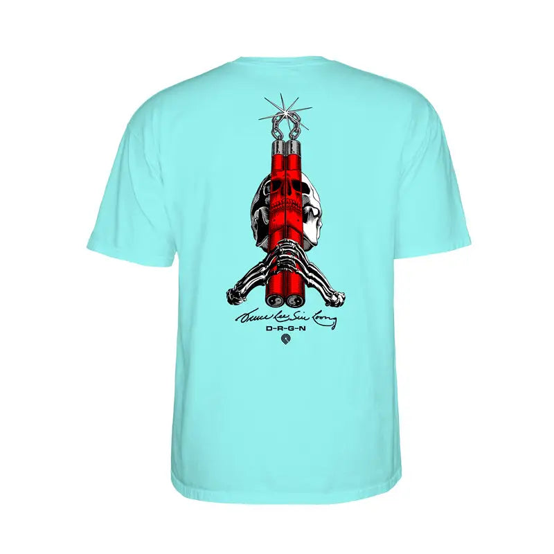 Light blue t-shirt with red lighthouse design, part of the Powell Peralta Bruce Lee collab